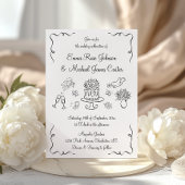  whimsical 現代 手描き 結婚式 招待状