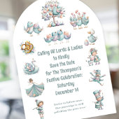 Whimsical 12 Days of Christmas Song Save the Date 招待状