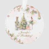 Whimsical 1st Birthday gold foil snowflakes オーナメント (正面)