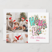 Whimsical 2 Photo  Ho Ho Ho Christmas Family  シーズンカード (正面)