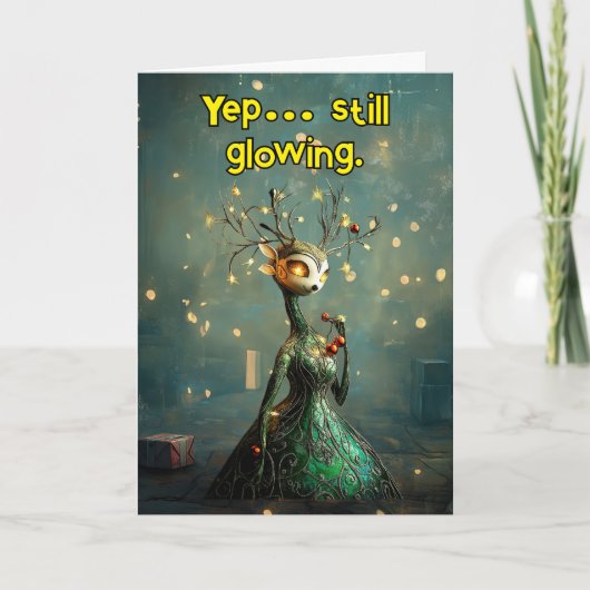 *~* Whimsical 33 Glow Funny Magical Christmas AP97 サンキューカード (正面)
