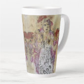 Whimsical 3 Face Love Amy Original Painting  カフェラテマグ (右アングル)