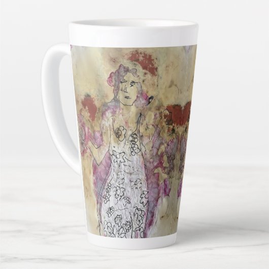 Whimsical 3 Face Love Amy Original Painting  カフェラテマグ (左アングル)