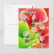 Whimsical 3D Glass Flora Typography  ポストカード (正面/裏面)