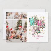 Whimsical 5 Photo Ho Ho Ho クリスマス家族 シーズンカード (正面)