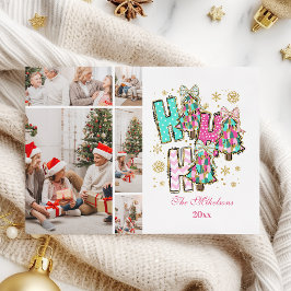 Whimsical 5 Photo Ho Ho Ho クリスマス家族 シーズンカード