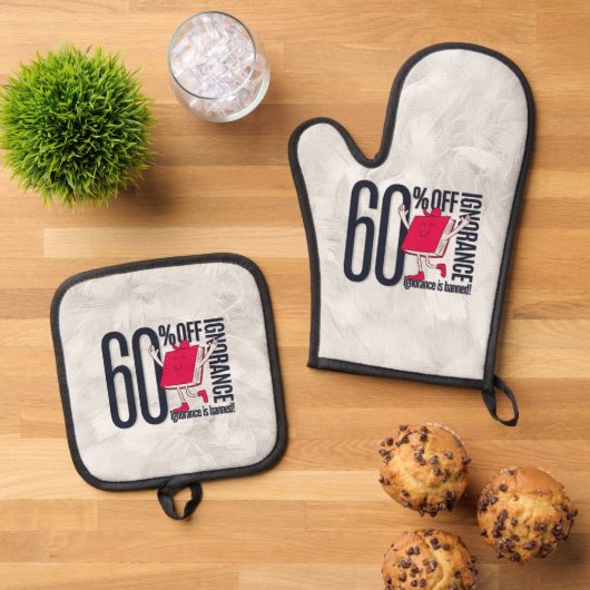 Whimsical 60 Percent Off Ignorance Book Lover Oven 鍋つかみ&鍋敷きセット (トップダウン)
