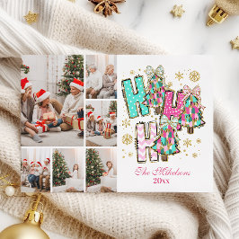 Whimsical 6 Photo Ho Ho Ho クリスマス家族 シーズンカード