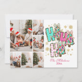 Whimsical 6 Photo Ho Ho Ho クリスマス家族 シーズンカード (正面)