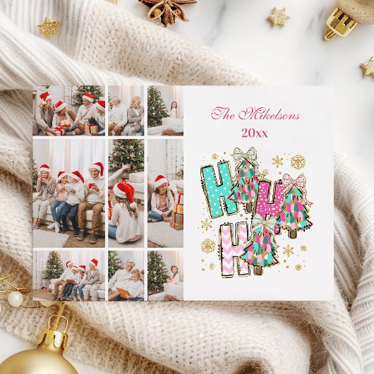 Whimsical 9 Photo  Ho Ho Ho Christmas Family  シーズンカード