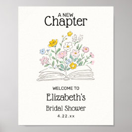 Whimsical A New Chapter Bridal Shower Welcome Sign ポスター