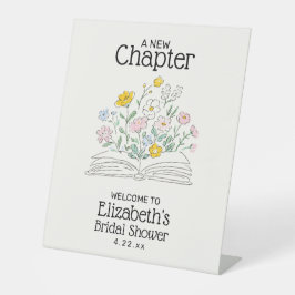 Whimsical A New Chapter Bridal Shower Welcome Sign 台座サイン