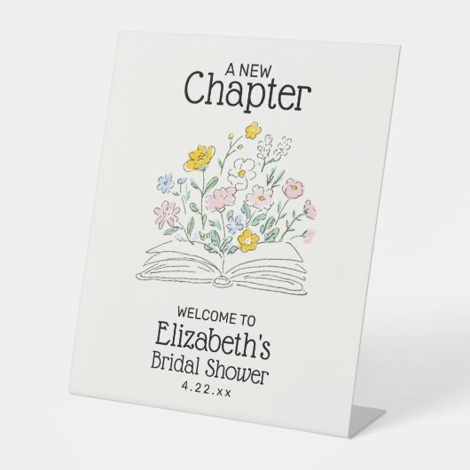 Whimsical A New Chapter Bridal Shower Welcome Sign 台座サイン (正面)