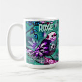 Whimsical Abstract Bird Floral Personalized コーヒーマグカップ (左)