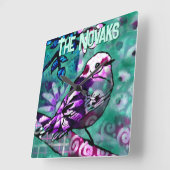 Whimsical Abstract Bird Floral Personalized スクエア壁時計 (傾斜)