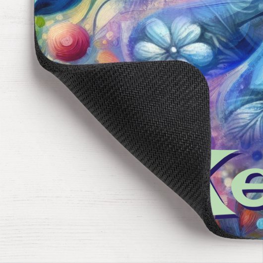 Whimsical Abstract Dragonfly Floral Personalized マウスパッド (コーナー)