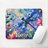 Whimsical Abstract Dragonfly Floral Personalized マウスパッド (マウス)