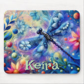 Whimsical Abstract Dragonfly Floral Personalized マウスパッド (正面)
