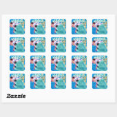 Whimsical Abstract Fish Trio Blue Personalized スクエアシール (シート)
