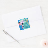 Whimsical Abstract Fish Trio Blue Personalized スクエアシール (封筒)