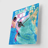 Whimsical Abstract Fish Trio Blue Personalized スクエア壁時計 (傾斜)