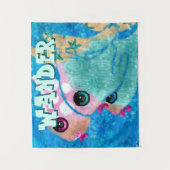 Whimsical Abstract Fish Trio Blue Personalized タペストリー (正面)