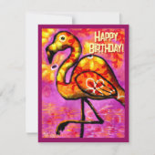 Whimsical Abstract Flamingo Birthday Card (正面)