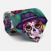 Whimsical Abstract Floral Hippie Sugar Skull ネクタイ (ロール)
