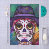 Whimsical Abstract Hippie Sugar Skull Decoupage 薄葉紙 (クラフト)