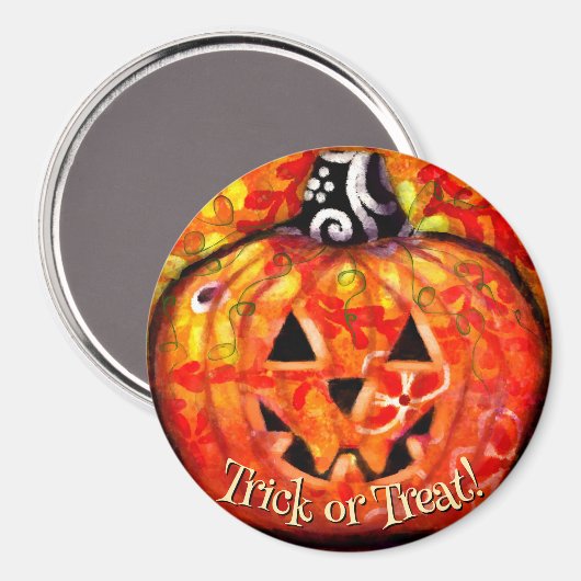 Whimsical Abstract Jack O Lantern Personalized マグネット (正面/裏面)