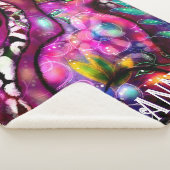 Whimsical Abstract Kitty Cat Floral Personalized シェルパブランケット (3/4)