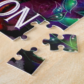 Whimsical Abstract Kitty Cat Floral Personalized ジグソーパズル (側面)