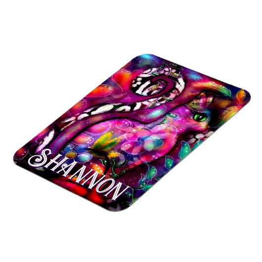 Whimsical Abstract Kitty Cat Floral Personalized マグネット (左側)