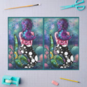 Whimsical Abstract Mermaid Nautical Teal Decoupage 薄葉紙 (クラフト)