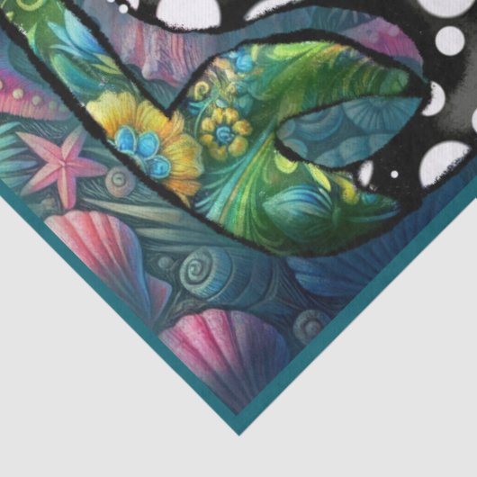 Whimsical Abstract Mermaid Nautical Teal Decoupage 薄葉紙 (詳細)