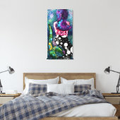 Whimsical Abstract Mermaid Nautical Teal Seashells キャンバスプリント (インサイチュ (寝室))