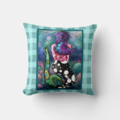 Whimsical Abstract Mermaid Nautical Teal Seashells クッション (正面)