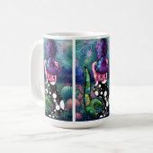Whimsical Abstract Mermaid Nautical Teal Seashells コーヒーマグカップ (正面左)
