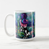 Whimsical Abstract Mermaid Nautical Teal Seashells コーヒーマグカップ (左)