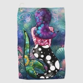 Whimsical Abstract Mermaid Nautical Teal Seashells ゴルフタオル