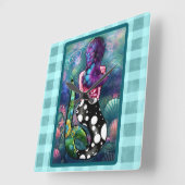 Whimsical Abstract Mermaid Nautical Teal Seashells スクエア壁時計 (傾斜)