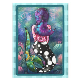 Whimsical Abstract Mermaid Nautical Teal Seashells テーブルクロス
