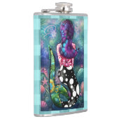 Whimsical Abstract Mermaid Nautical Teal Seashells フラスク (右)