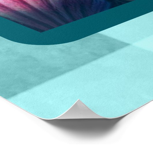 Whimsical Abstract Mermaid Nautical Teal Seashells ポスター (角)