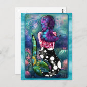 Whimsical Abstract Mermaid Nautical Teal Seashells ポストカード (正面/裏面)
