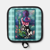 Whimsical Abstract Mermaid Nautical Teal Seashells 鍋敷き (正面)