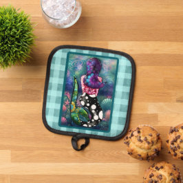 Whimsical Abstract Mermaid Nautical Teal Seashells 鍋敷き