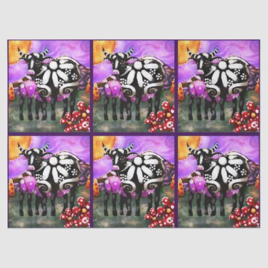 Whimsical Abstract Momma & Baby Cow Decoupage 薄葉紙 (正面)