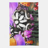 Whimsical Abstract Momma & Baby Cow Funky Farm キッチンタオル (縦)