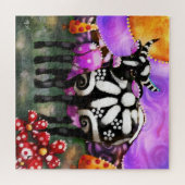 Whimsical Abstract Momma & Baby Cow Funky Farm ジグソーパズル (横)